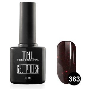 TNL PROFESSIONAL 363 гель-лак для ногтей, темно-бордовый с красными блестками 10 мл
